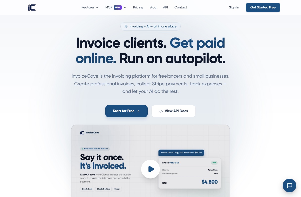 InvoiceCave homepage