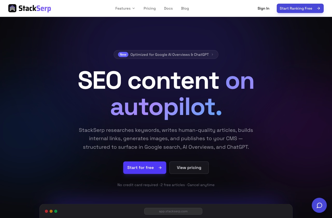 StackSerp homepage